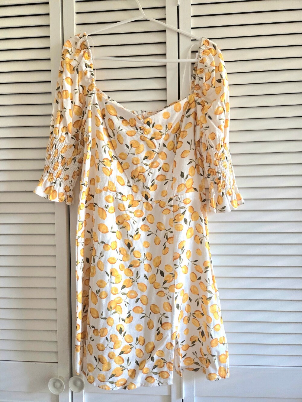 Lemon Print Mi Ami Mini Dress Linen-blend NWOT